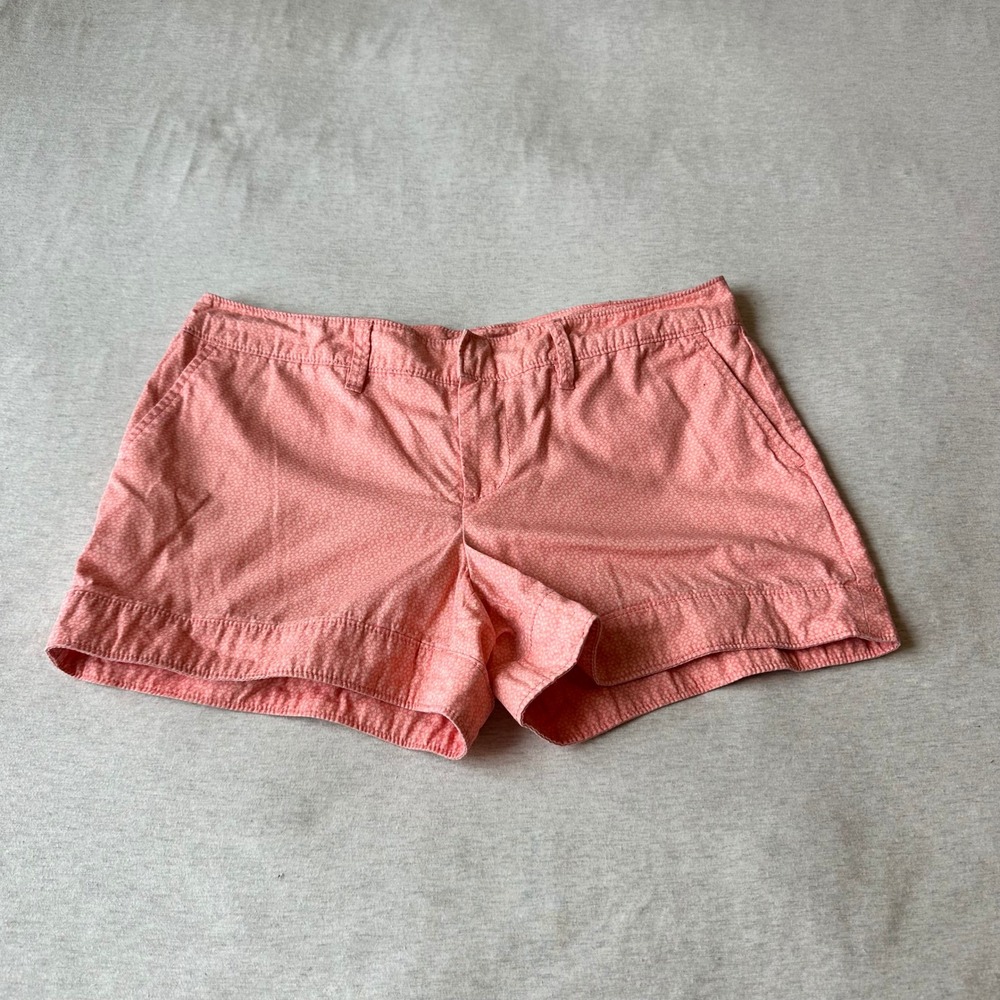 Gap Womens Coral Pink Micro Print Cotton‎ Chino Shorts Size 10 Cuffed Summer